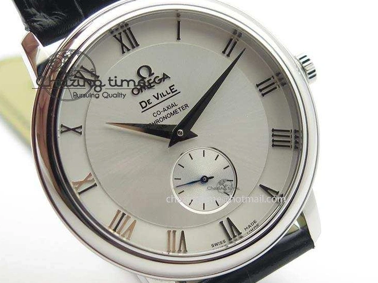 0814 De Ville MK 1:1 Best Edition SS White Dial On Black Leather Asian Seagull T1701 (Sec@6) Sporty 8244